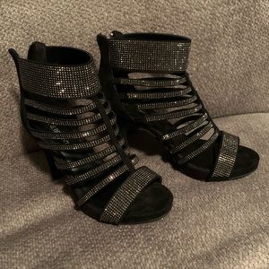 Lane Bryant 8W dress black silver rhinestone heels